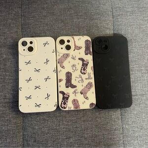 Stylish Phone Case Set - Black, Cream, and Purple
